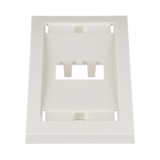 Placa de Pared Vertical Ejecutiva, Salida Para 2 Puertos Mini-Com, Con Espacios Para Etiquetas, Color Blanco Mate