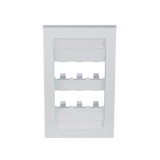Placa de Pared Vertical Ejecutiva, Salida Para 6 Puertos Mini-Com, Con Espacios Para Etiquetas, Color Blanco
