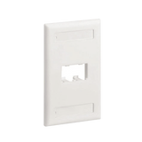 Placa de Pared Vertical Clásica, Salida Para 2 Puertos Mini-Com, Con Espacios Para Etiquetas, Color Blanco Mate