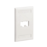 Placa de Pared Vertical Clásica, Salida Para 2 Puertos Mini-Com, Con Espacios Para Etiquetas, Color Blanco