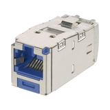 Conector Jack RJ45 Blindado, Llaveado Azul, Estilo TG, Mini-Com, Categoría 6A, de 8 posiciones y 8 cables, Color Azul