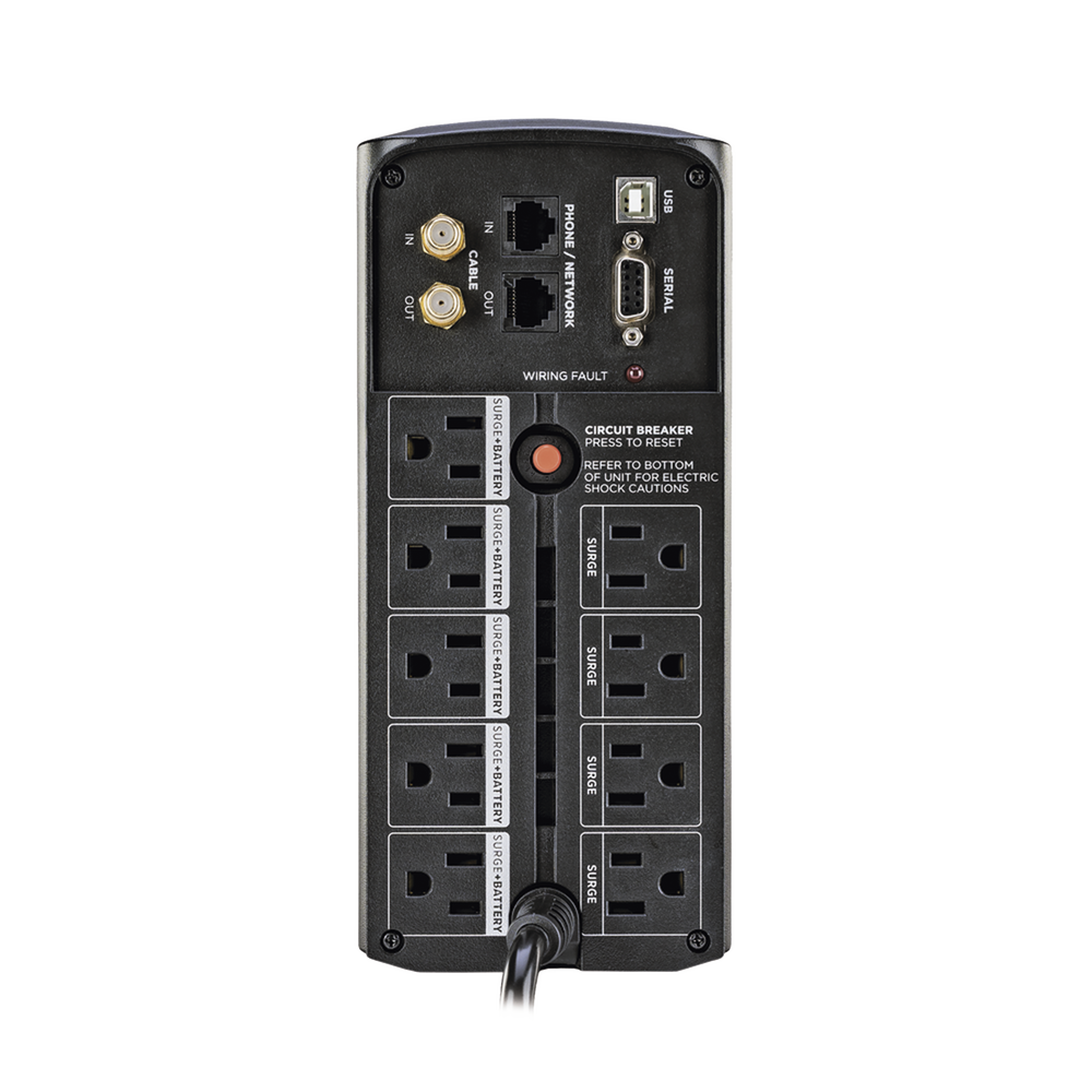 UPS de 1000 VA/600 W, Topología Línea Interactiva, Entrada 120 Vca NEMA 5-15P, Tipo Mini Torre, Con 9 Tomas NEMA 5-15R