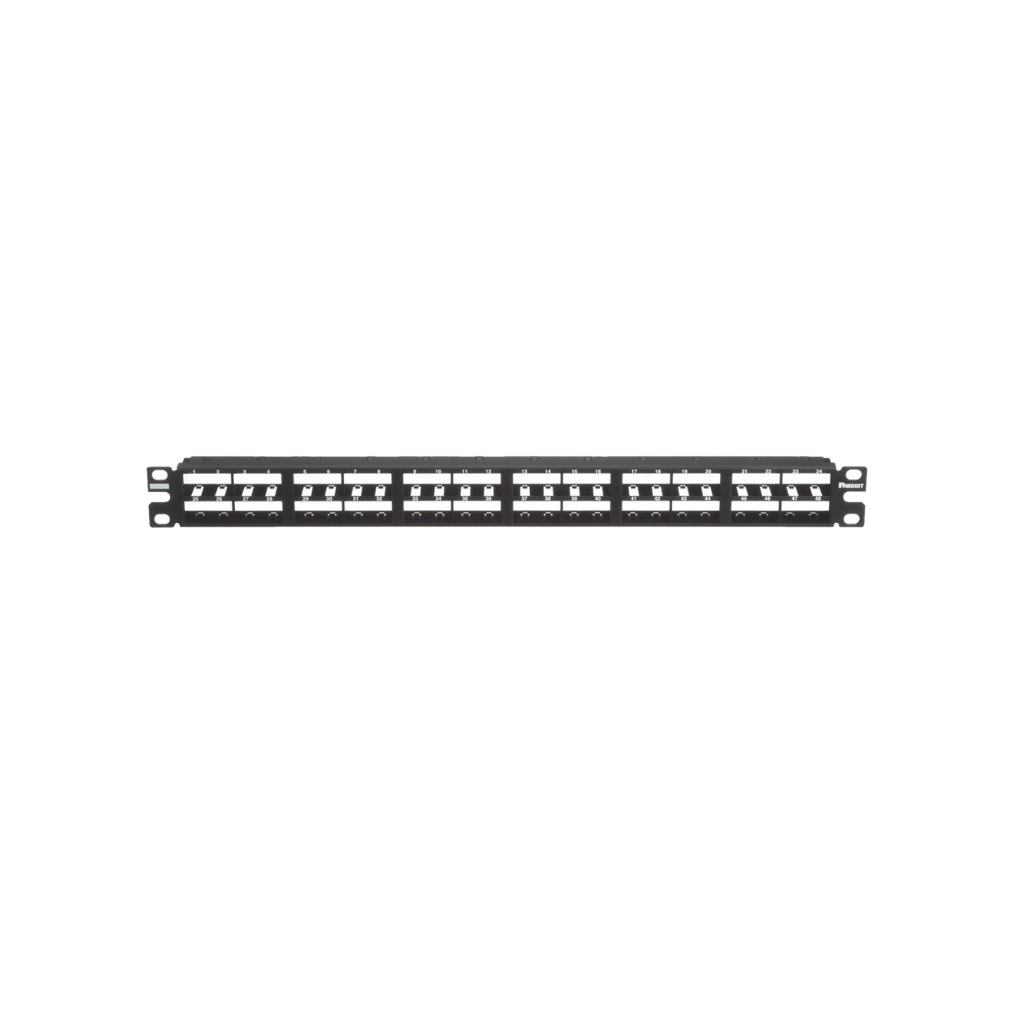Panel de Parcheo Modular Mini-Com (Sin Conectores), Plano, Sin Blindaje, Alta Densidad, Identificación Pre-impresa, de 48 puertos, 1UR