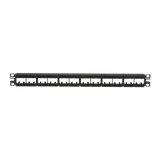 Panel de Parcheo Modular Mini-Com (Sin Conectores), Plano, Sin Blindaje, Con Etiqueta y Cubierta, de 24 puertos, 1UR