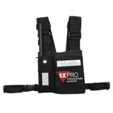 Pechera Universal con soporte para radio, sostén de bolígrafo y seguridad para la bolsa con cinta adherente. Logo TX-PRO.