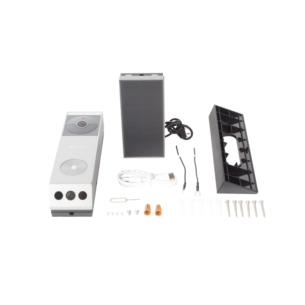 Doorbell de Batería Recargable con Transformador de 5Vcc o Panel Solar (Incluye Panel) / 3 megapíxel / Doble Lente / Protección IP65 / Audio de Dos Vías