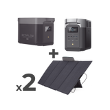Kit de Estación de Energía Portátil 2048Wh + Batería Externa 2048Wh + 2 Paneles Solares Flexibles 400W (4096Wh, 800W Totales)