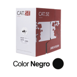 Bobina de Cable UTP 305 Mts / Cat 5E (24 AWG) / Color Negro / PE / Uso en Exterior / 100% Cobre / Aplicaciones de CCTV, Redes de Datos y Enlaces Inalámbricos