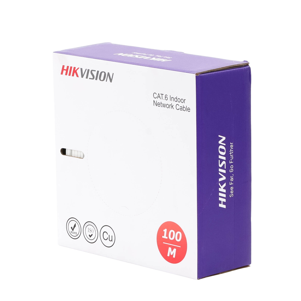 Bobina de Cable UTP 100 Mts / Cat 6 (23 AWG) / Color Blanco / PVC (CM) / Uso en Interior / 100% Cobre / Aplicaciones de CCTV y Redes de Datos