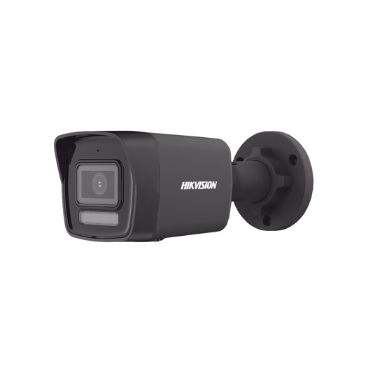 [Dual Light] Bala IP 4 Megapixel / Color Negro /  Lente 2.8 mm / 30 mts IR + 30 mts Luz Blanca / Micrófono Integrado / ACUSENSE Lite / Exterior IP67 / H.265 / PoE  / Micro SD
