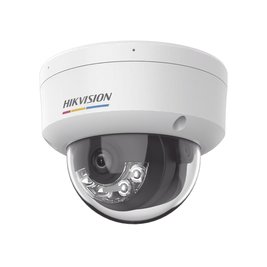 [Dual Light + ColorVu] Domo IP 2 Megapixel / Lente 2.8 mm / 30 mts IR + 30 mts Luz Blanca / Micrófono Integrado / ACUSENSE Lite / Exterior IP67 / IK08 / dWDR / PoE / Micro SD
