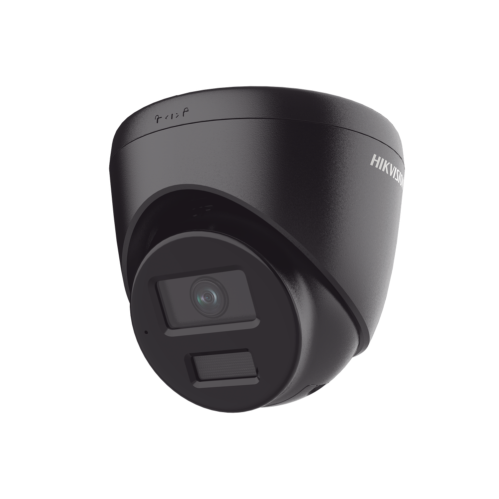 [Dual Light] Turret IP 4 Megapixel / Color Negro /  Lente 2.8 mm / 30 mts IR + 30 mts Luz Blanca / Micrófono Integrado / ACUSENSE Lite / Exterior IP67 / H.265 / PoE / ONVIF / Micro SD