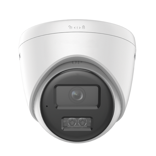 [Dual Light] Turret IP 8 Megapixel (4K) / Lente 2.8 mm / 30 mts IR + 30 mts Luz Blanca / Micrófono Integrado / ACUSENSE Lite / Exterior IP67 / H.265 / PoE / ONVIF / Micro SD