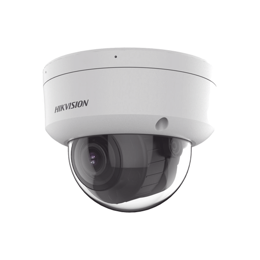 [Dual Light + 2 Micrófonos Integrados] Domo IP 8 MP (3840×2160) / Lente Mot. 2.8-12 mm / Smart IR + Blanco (40 m) / ACUSENSE / Exterior IP67 / IK10 / WDR 120 dB / PoE 802.3af / ONVIF / Alarmas I/O / Micro SD / Metal / ACUSEARCH