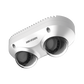 PanoVu Series / Lente Dual de 4 Megapixel / 2 Lentes Fijos de 2.8 mm / Recomendado para Pasillos o Esquinas / IP67 / IK10 / PoE / WDR 120 dB / 10 mts IR / Entrada y Salida de Audio y Alarma / MicroSD