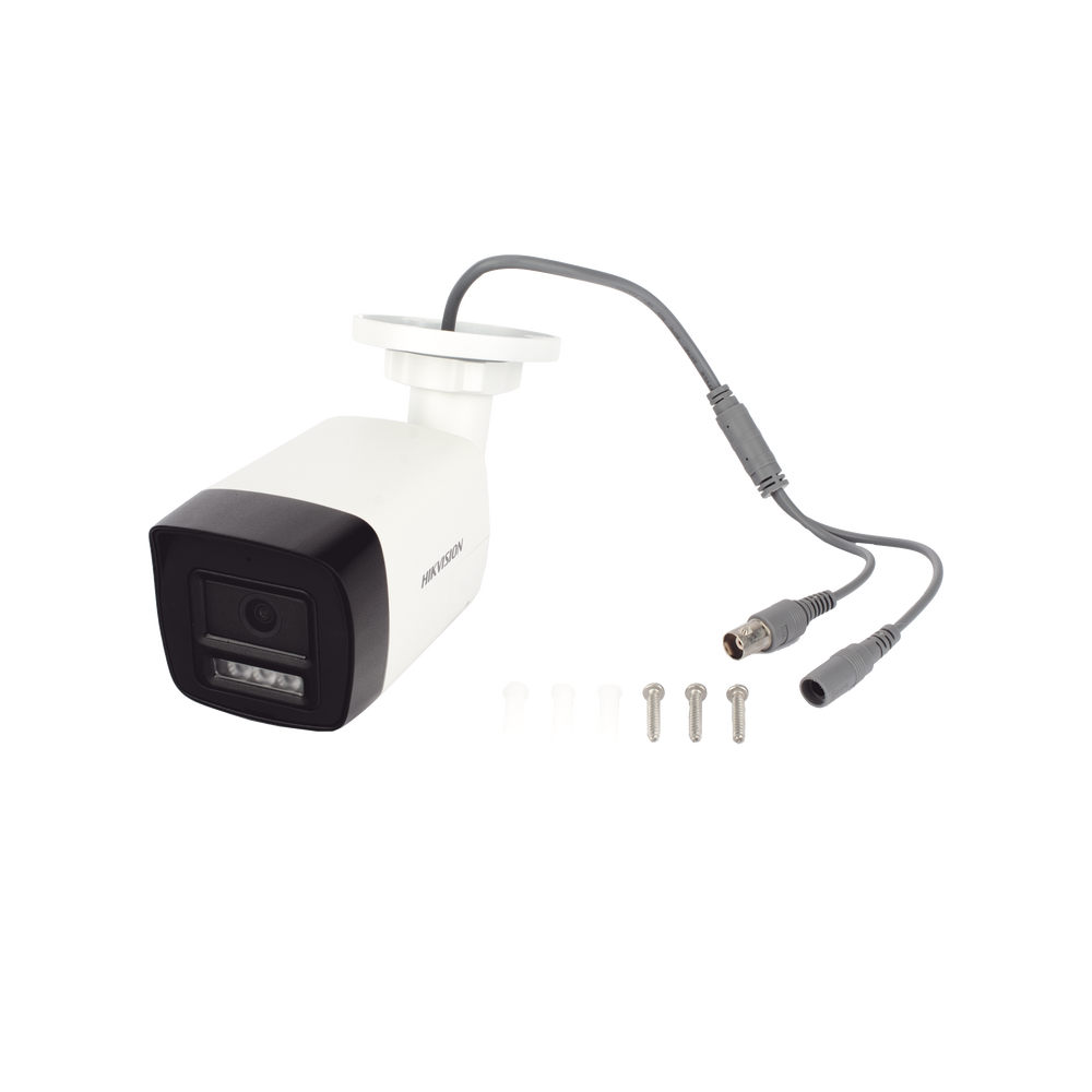 [Audio Bidireccional + Dual Light + ColorVu] Bala TURBOHD 3K  (5 Megapixel) / Lente 2.8 mm Angulo de vision 112° / 30 mts IR EXIR + 20 mts Luz Blanca / Micrófono y Bocina Integrado / Exterior IP67 / Metal / dWDR
