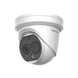 Turret IP Dual / Térmica 2.1 mm (256 x 192) / Óptico 2.2 mm (4 Megapixel) / Termométrica / Detección de Temperatura / PoE /Exterior IP66 / Sirena y Luz Intermitente Integrada / MicroSD