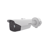 Bala IP Dual / Térmica 9.7 mm ( 256 × 192 ) / Óptico 8 mm (4 Megapixel) / 30 mts IR / Exterior IP67 / PoE / Termométrica / Detección de Temperatura / Sirena y Luz Intermitente Integrada / MicroSD