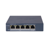 Switch Gigabit PoE+ / Monitoreable / 4 Puertos 1000 Mbps PoE+ / 1 Puerto 1000 Mbps Uplink / Configuración Nube Hik-PartnerPro / Modo Extendido hasta 300 Metros / 45 Watts