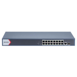 Switch Gigabit PoE+ / Administrable / 16 Puertos 1000 Mbps PoE+ / 1 Puerto 1000 Mbps de Uplink / 1 Puerto SFP /  Configuración Nube desde Hik-Partner Pro / Modo Extendido hasta 300 Metros / 230 Watts