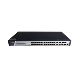 Switch Gigabit PoE+ / Administrable / 24 Puertos 1000 Mbps PoE+ / 4 Puertos 1000 Mbps + 4 Puertos SFP de Uplink / 370 Watts / Soporta IGMP