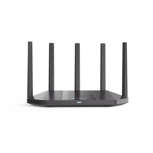 Router Inalámbrico / Wifi 6 / Hasta 3000 Mbps / MESH / Doble Banda AC (2.4 GHz y 5 GHz) / 4 Puertos 1000 Mbps /  5 Antenas Omnidireccional / Interior / Beamforming Optimizado /  Administración Gratuita desde la Nube