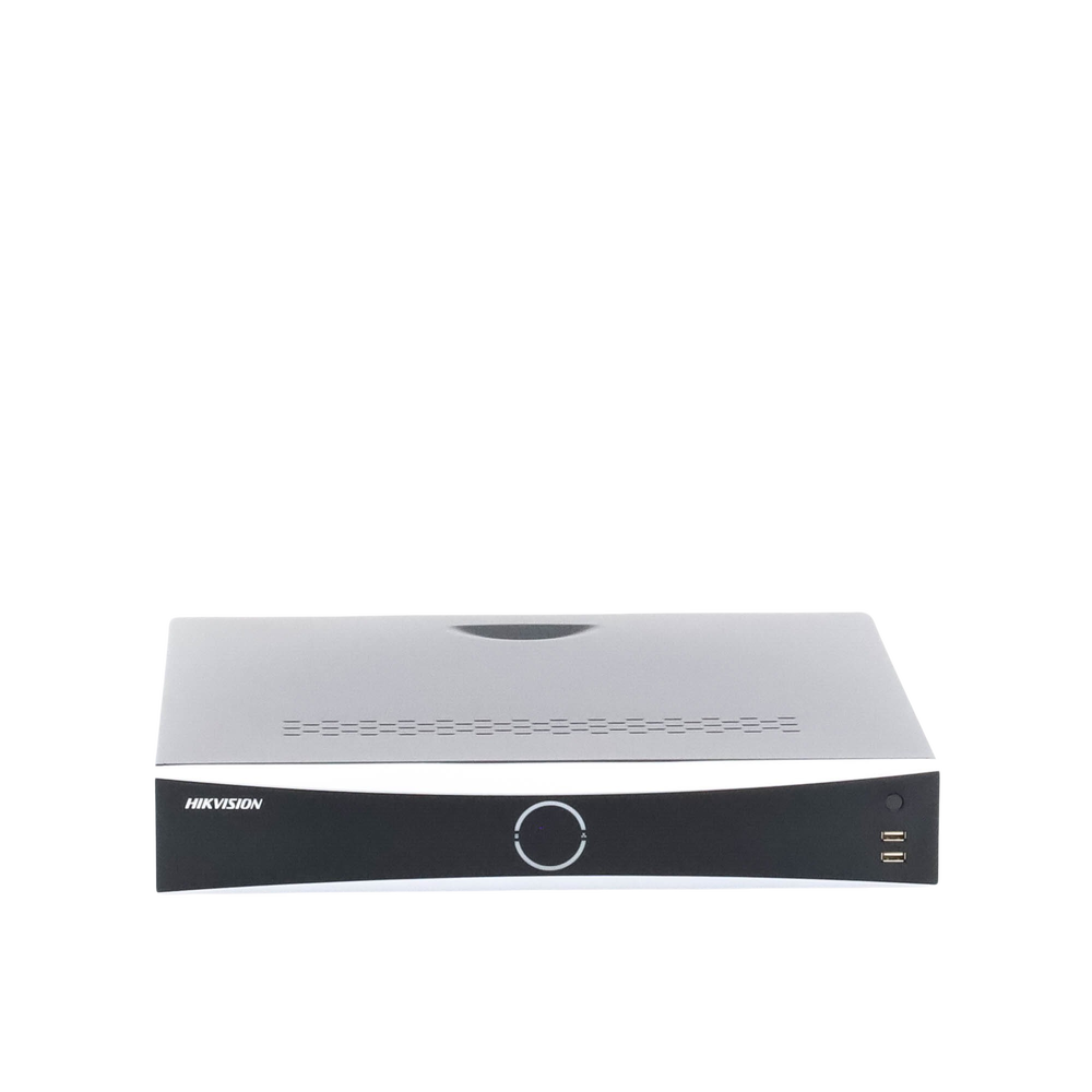 NVR 12 Megapixel (4K) / 32 canales IP / 16 Puertos PoE+ / Reconocimiento Facial / AcuSense (Evita Falsas Alarmas) / 4 Bahías de Disco Duro / Switch PoE 300 mts / HDMI en 4K / Alarmas I/O