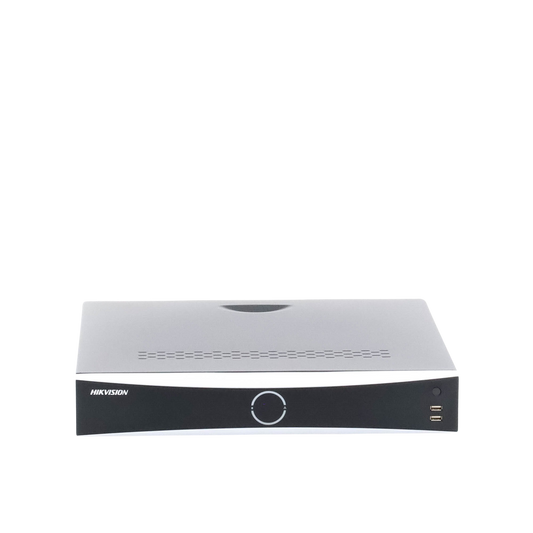 NVR 12 Megapixel (4K) / 32 canales IP / 16 Puertos PoE+ / Reconocimiento Facial / AcuSense (Evita Falsas Alarmas) / 4 Bahías de Disco Duro / Switch PoE 300 mts / HDMI en 4K / Alarmas I/O