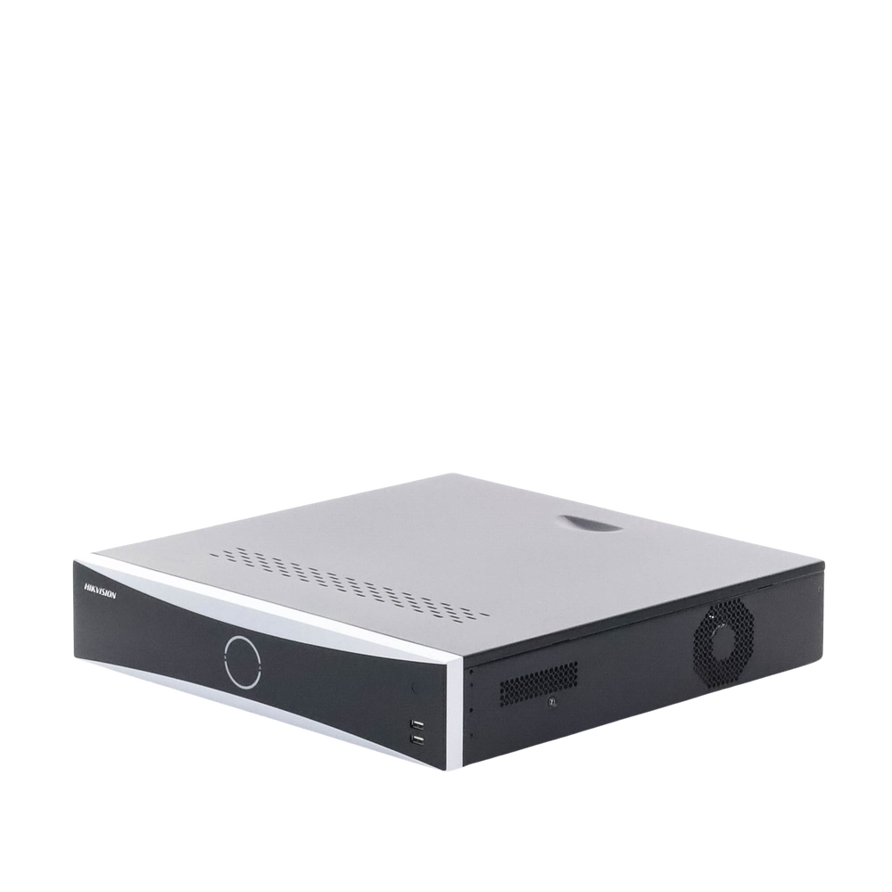 NVR 12 Megapixel (4K) / 32 Canales IP / Reconocimiento Facial / AcuSense (Evita Falsas Alarmas) / 8 Bahías de Disco Duro /  2 HDMI en 4K / Alarmas I/O