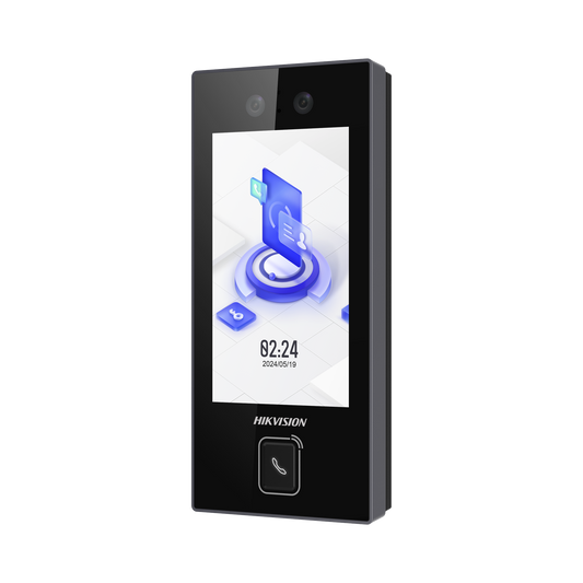 Terminal Facial Min Moe con BOTON DE LLAMADA FÍSICO / 3000 Rostros / Pantalla 4.5" / Administrable en la Nube con Hik-Connect Teams / Exterior IP65 / PoE / WiFi / HIK-IA / SIP Estandar
