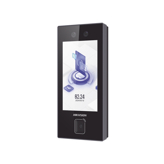 Terminal Facial Min Moe con LECTOR DE QRs FISICO Ultra Rápido  y Tarjetas MIFARE / 3000 Rostros / Pantalla 4.5" / Administrable en la Nube con HikConnect Teams  / Exterior IP65  / PoE / WiFi / HIK-IA / SIP Estandar