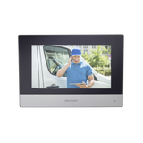 Monitor Hibrido IP WiFi Touch Screen 7" para DS-KIS303P / Vídeo en Vivo / PoE Estándar / Apertura Remota / Llamada Entre Monitores / Audio de dos vías / Policarbonato