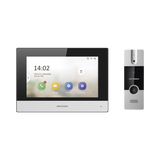 Kit de Videoportero Híbrido de Plastico / IP a 4 Hilos con Función de Llamada a App Hik-Connect / Monitor se Conecta a Internet por Cable o WiFi y por 4 Hilos al Frente de Calle / Expandible a Mas Equipos