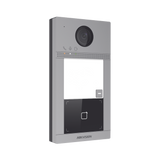 Videoportero IP 2 Megapixel / Llamada y Apertura Remota desde App Hik-Connect / PoE / Exterior IP65 + Antivandalico IK08 / 1 Departamento / Apertura con Tarjeta / Soporta 2 Puertas y hasta 6 Monitores