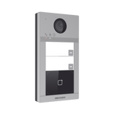 Videoportero IP 2 Megapixel / Llamada y Apertura Remota desde App Hik-Connect (requiere monitor) / PoE / Exterior IP65 + Antivandalico IK08 / 2 Departamentos / Apertura con Tarjeta / Soporta 2 Puertas y hasta 6 Monitores
