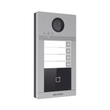 Videoportero IP 2 Megapixel / Llamada y Apertura Remota desde App Hik-Connect (Requiere monitor )/ PoE / Exterior IP65 + Antivandalico IK08 / 4 Departamento / Apertura con Tarjeta / Soporta 2 Puertas y hasta 6 Monitores