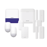 (AX PRO) KIT de Alarma AX PRO / Incluye: 1 Hub con batería de respaldo/ 2 Sensores PIR / 3 Contactos Magnéticos mini / 1 Control Remoto / 1 Sirena Inalambrica Exterior /1 Teclado Inalámbrico / WiFi / Compatible con Hik-Connect P2P