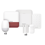 (AX PRO) KIT de Alarma AX PRO / Incluye: 1 Hub / 2 Sensores PIR / 3 Contactos Magnéticos mini / 1 Control Remoto / 1 Sirena Estrobo en color Rojo Inalámbrica Exterior /1 Teclado Inalámbrico / Wi-Fi / Compatible con Hik-Connect P2P