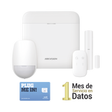 (AX PRO) KIT de Alarma AX PRO con GSM (3G/4G) / Incluye: 1 Hub con bateria de respaldo / 1 Sensor PIR / 1 Contacto Magnético / 1 Control Remoto /1 MICROSIM30M2M incluye 1 mes de servicio/ Wi-Fi / Compatible con Hik-Connect P2P