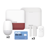 (AX PRO) KIT de Alarma AX PRO con GSM (3G/4G), Wi-Fi y Ethernet / Incluye: 1 Hub  con batería de respaldo / 2 Sensores PIR / 3 Contactos Magnéticos Slim / 1 Control Remoto / 1 Sirena Roja Inalambrica Exterior