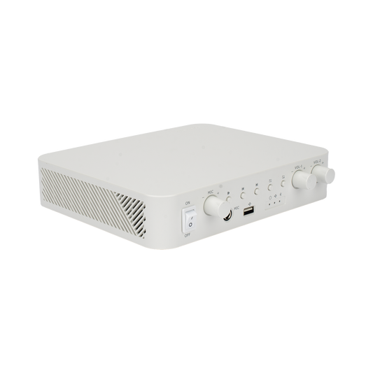 Amplificador una Zona | 2 Canales | 30 W por Canal | Conexión Bluetooth | Salida 4-8 Ω x 2 | 100V COM x 2 | Uso Interior