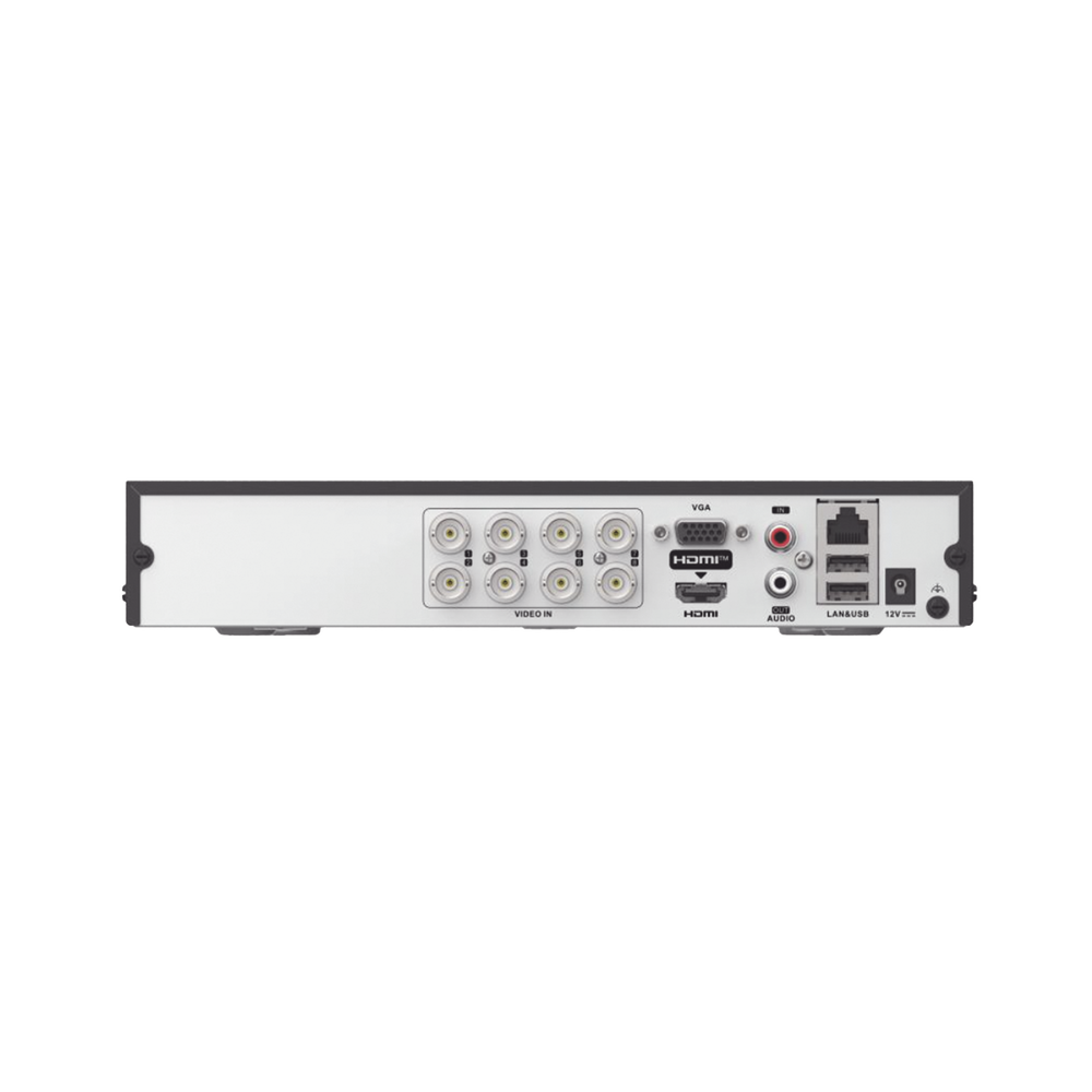 [Audio Bidireccional] DVR 8 Canales TurboHD + 2 Canal IP / 2 Megapixel (1080p) Lite / Acusense Lite (Evita Falsas Alarmas) / Audio por Coaxitron / 1 Bahia de Disco Duro / H.265+ / Salida de Vídeo Full HD