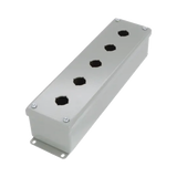 Gabinete Tipo Pushbutton, De 5 Botones de 22.5 mm, NEMA 12, IP65, de 317 x 83 x 70 mm, de Acero, Color Gris