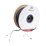 Carrete de Fibra Óptica Monomodo con conectores LC-LC Duplex, Reforzada con Kevlar, de 200 metros, Para instalaciones subterráneas por tubería