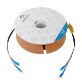 Carrete de Fibra Óptica Monomodo con Conectores SC-SC Duplex, Reforzada con Kevlar, de 50 metros, Para instalaciones subterráneas por tubería