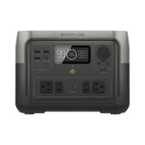 EcoFlow River 2 Max | Estación de Energía Portátil 512Wh Litio LFP / 4 AC 500 W (Max. 1000W) / 1 USB-C 100W / 3 USB -A 12W / Cargador de Coche 8A a 12 o 24V / Conectividad WiFi y Bluetooth (App) / Carga Solar 220W Max.