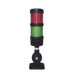 Torre LED Indicadora de estado de 2 niveles color Rojo y Verde, con Buzzer integrado a 85 dB,  a 24 VCD con Montaje incluido de 60 mm de diámetro