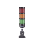 Torre LED Indicadora de estado de 3 niveles color Rojo, Ámbar y Verde, con Buzzer integrado a 85 dB,  a 110-240 VCA con Montaje incluido de 60 mm de diámetro