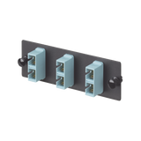 Placa Acopladora de Fibra Optica FAP, Con 3 Conectores SC Duplex (6 Fibras), Para Fibra Multimodo OM3/OM4, Color Aqua