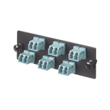 Placa Acopladora de Fibra Optica FAP, Con 6 Conectores LC Duplex (12 Fibras), Para Fibra Multimodo OM3/OM4, Color Aqua